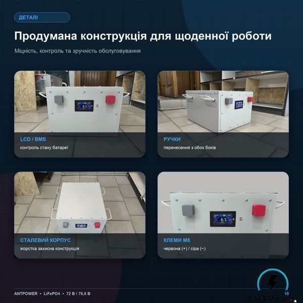 Тяговый аккумулятор LiFePO4 ANTPower 72В (76,8В) 105 Ач &mdash; Стандарт ANTPower-76.8V-105Ah-STANDART фото
