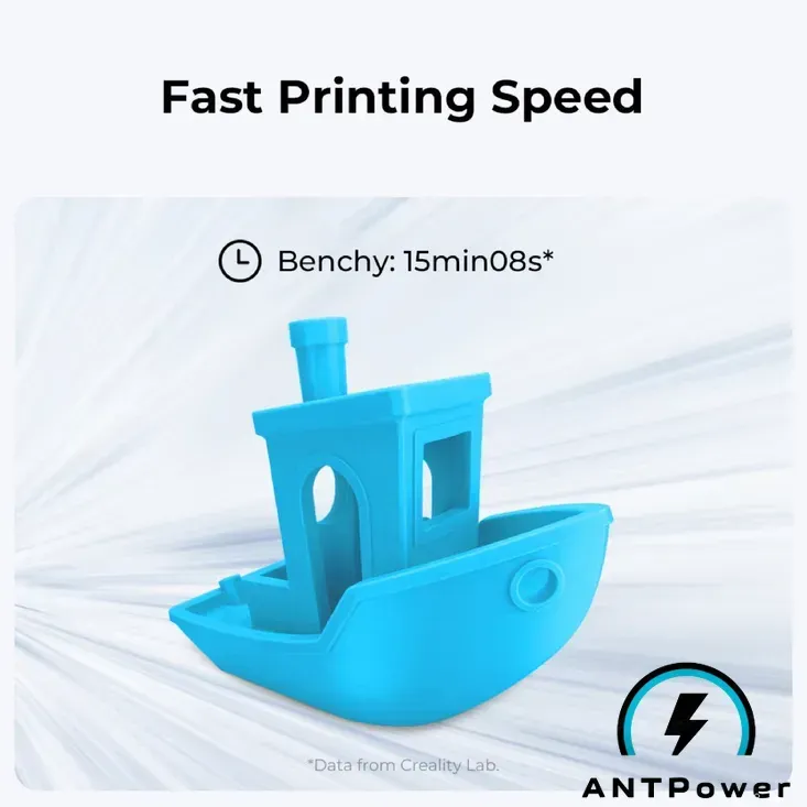 Пример печати на Ender-3 V3 KE — синий 3DBenchy, напечатанный на высокой скорости