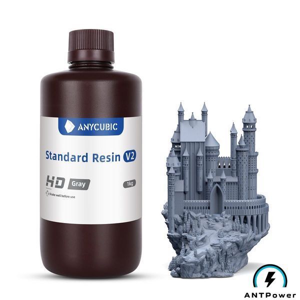 Фотополімерна смола Anycubic Standard Resin V2 (HD сірий, 1 кг) 00170 фото