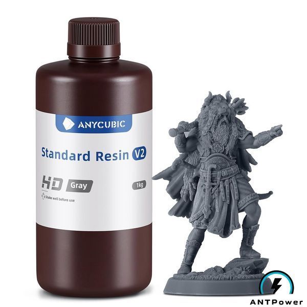 Фотополімерна смола Anycubic Standard Resin V2 (HD сірий, 1 кг) 00170 фото