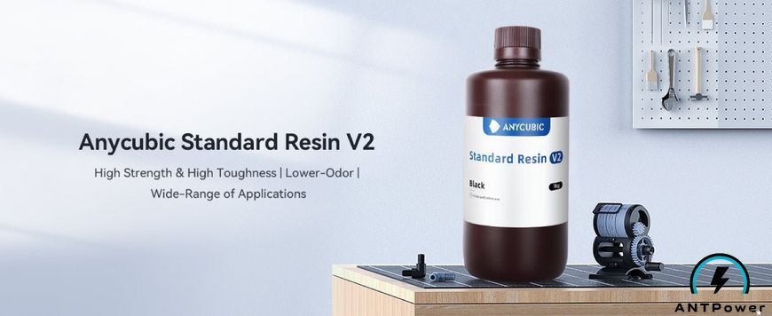 Фотополімерна смола Anycubic Standard Resin V2 (HD сірий, 1 кг) 00170 фото