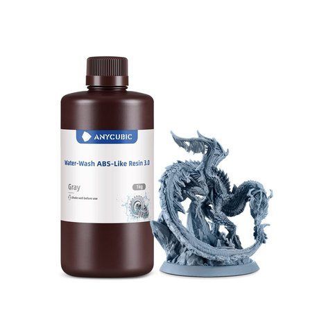 Фотополімерна смола Anycubic Water-Wash ABS-Like Resin 3.0 (сірий, 1 кг) SMWWABS3-GY фото