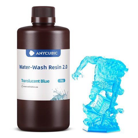 Фотополимерная смола Anycubic Water-Wash Resin 2.0 (прозрачно-синий) SMWW-TB фото