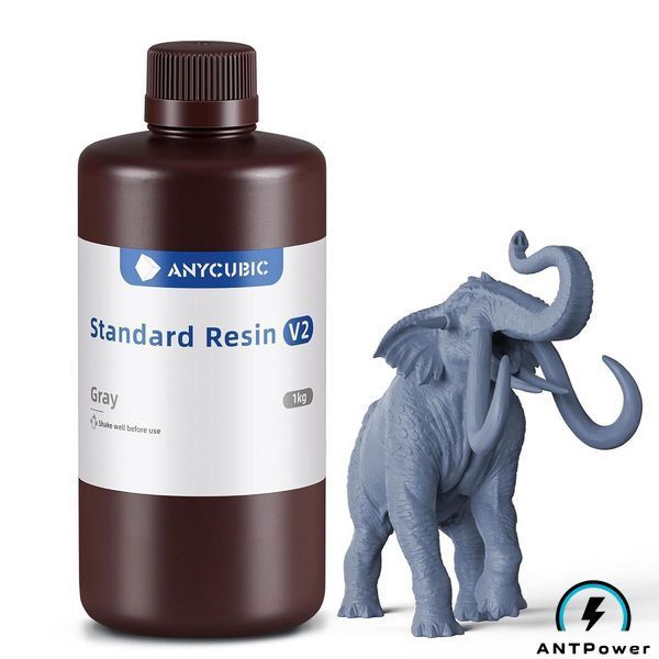 Фотополимерная смола Anycubic Standard Resin V2 (серый, 1 кг) 00173 фото