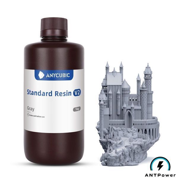 Фотополимерная смола Anycubic Standard Resin V2 (серый, 1 кг) 00173 фото