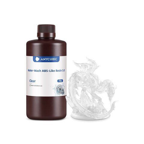 Фотополімерна смола Anycubic Water-Wash ABS-Like Resin 3.0 (прозорий, 1 кг) SMWWABS3-CL фото