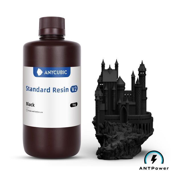 Фотополимерная смола Anycubic Standard Resin V2 (чёрный, 1 кг) 00174 фото