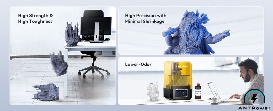 Фотополимерная смола Anycubic Standard Resin V2 (чёрный, 1 кг) 00174 фото