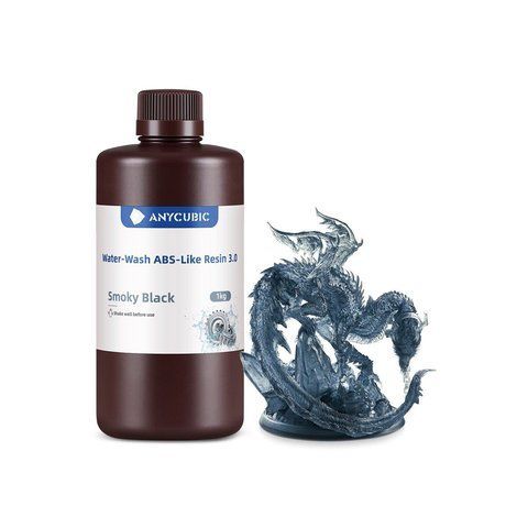 Фотополімерна смола Anycubic Water-Wash ABS-Like Resin 3.0 (димчасто-чорний, 1 кг) SMWWABS3-SB фото