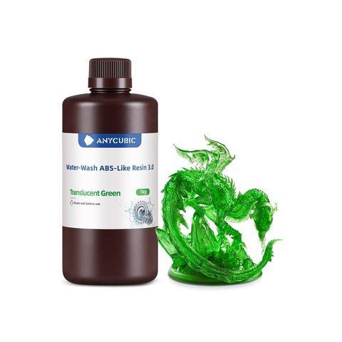 Фотополімерна смола Anycubic Water-Wash ABS-Like Resin 3.0 (прозоро-зелений, 1 кг) SMWWABS3-TG фото
