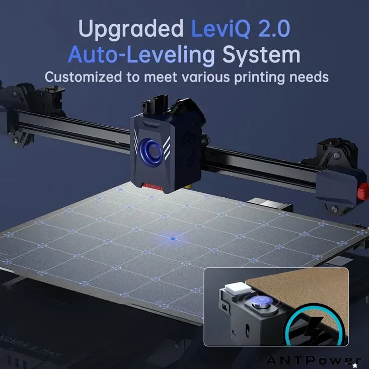 Автоматичне вирівнювання столу LeviQ 2.0 на Anycubic Kobra 2 Max — індуктивний датчик сканує платформу 420×420 мм
