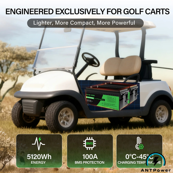 DATOUBOSS LiFePO4 51.2В 100А&middot;ч &mdash; аккумулятор 48В для гольф-кара (golf cart), Deep Cycle, BMS 200A, ANTPower
