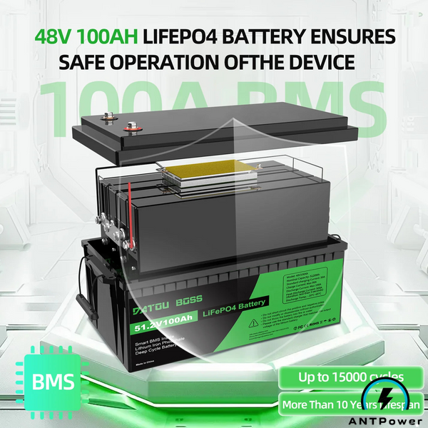 Характеристики DATOUBOSS LiFePO4 51.2В 100А&middot;ч (5120Wh) &mdash; Deep Cycle аккумулятор 48В с BMS 200A, ANTPower