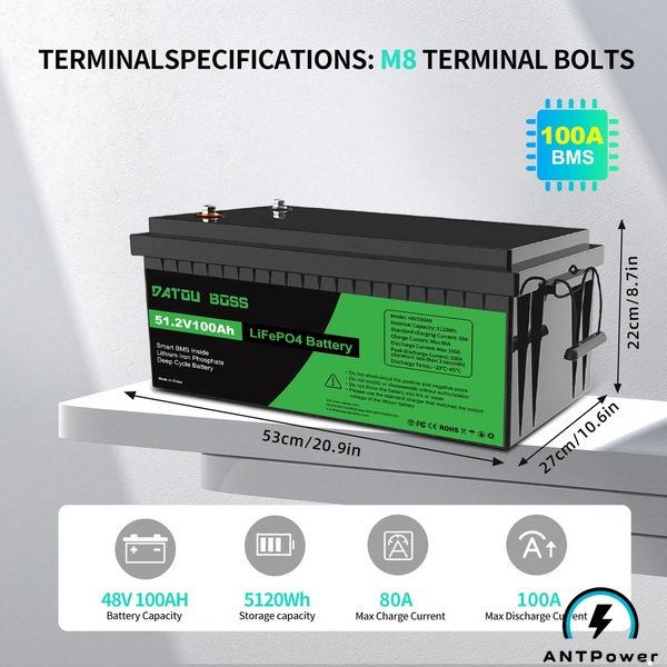 DATOUBOSS LiFePO4 51.2V 100Ah (5120Wh) у роботі &mdash; підключення та живлення навантаження, Deep Cycle, BMS 200A, ANTPower