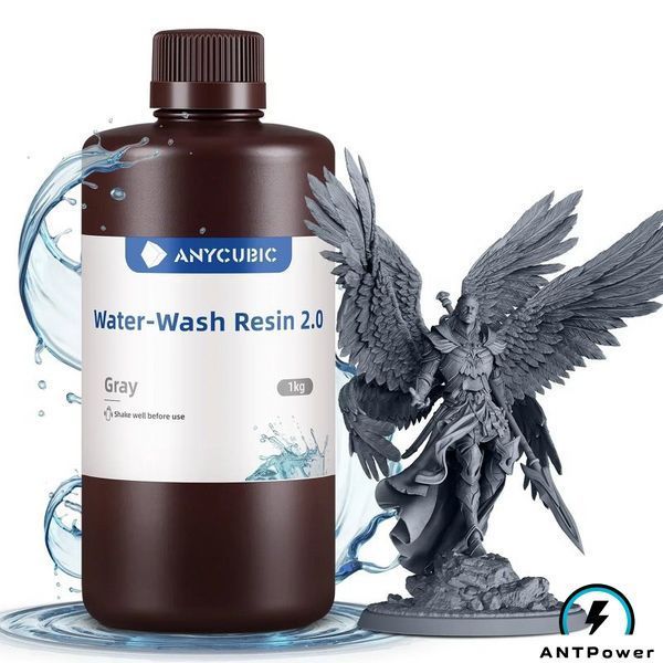 Фотополімерна смола Anycubic Water-Wash Resin 2.0 (сірий) 00182 фото