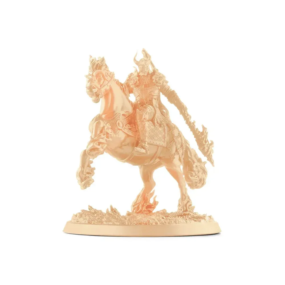 Фигурка всадника на коне, напечатанная из бежевой смолы Anycubic ABS-Like Resin Pro 2, с тонкими деталями оружия и гривы