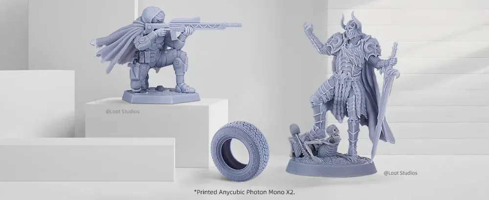 Примеры напечатанных на Anycubic Photon Mono X2 миниатюр и деталей с гладкой поверхностью