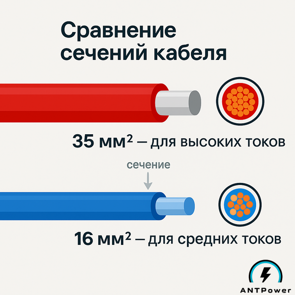 Силовой кабель 16мм2, 30см, Красный для АКБ и инвертора
