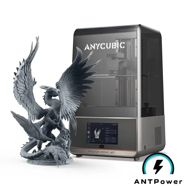 3D принтер Anycubic Photon Mono M7 с напечатанной смоляной фигуркой дракона