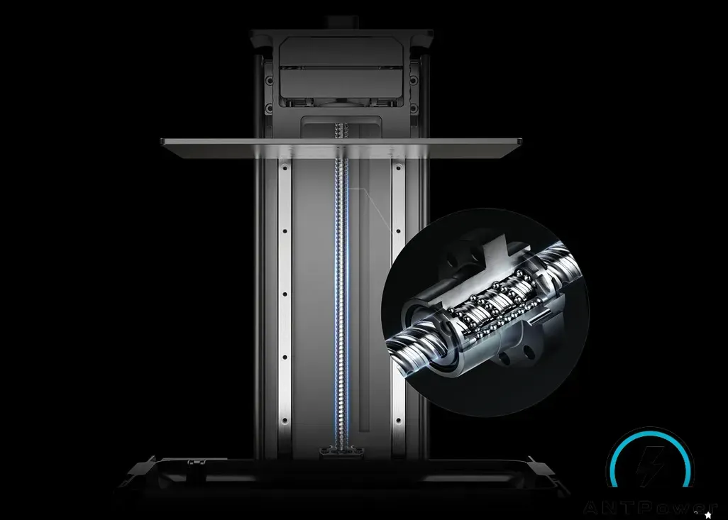 Ось Z Anycubic Photon P1 Max: две линейные направляющие и шарико-винтовая передача в разрезе