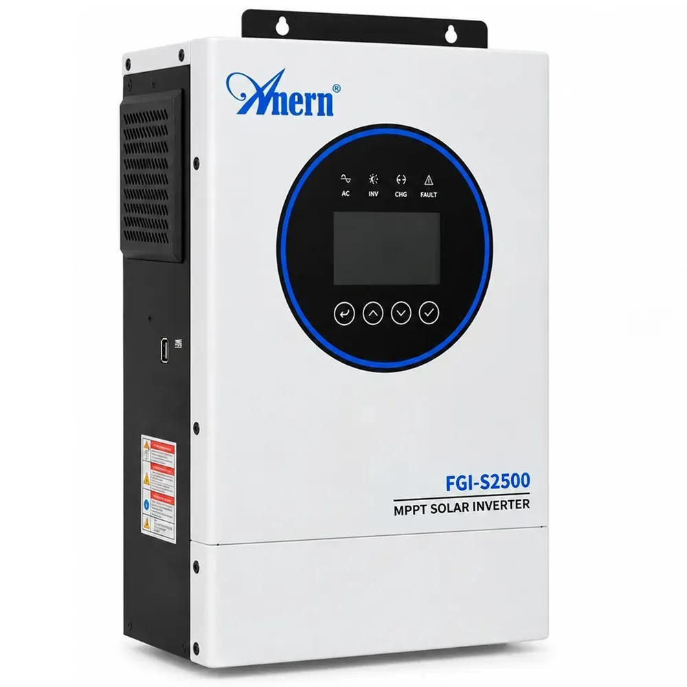 Anern FGI-S2500 у три чверті з боку порту WIFI: USB-роз'єм, вентиляційна решітка й настінний кронштейн