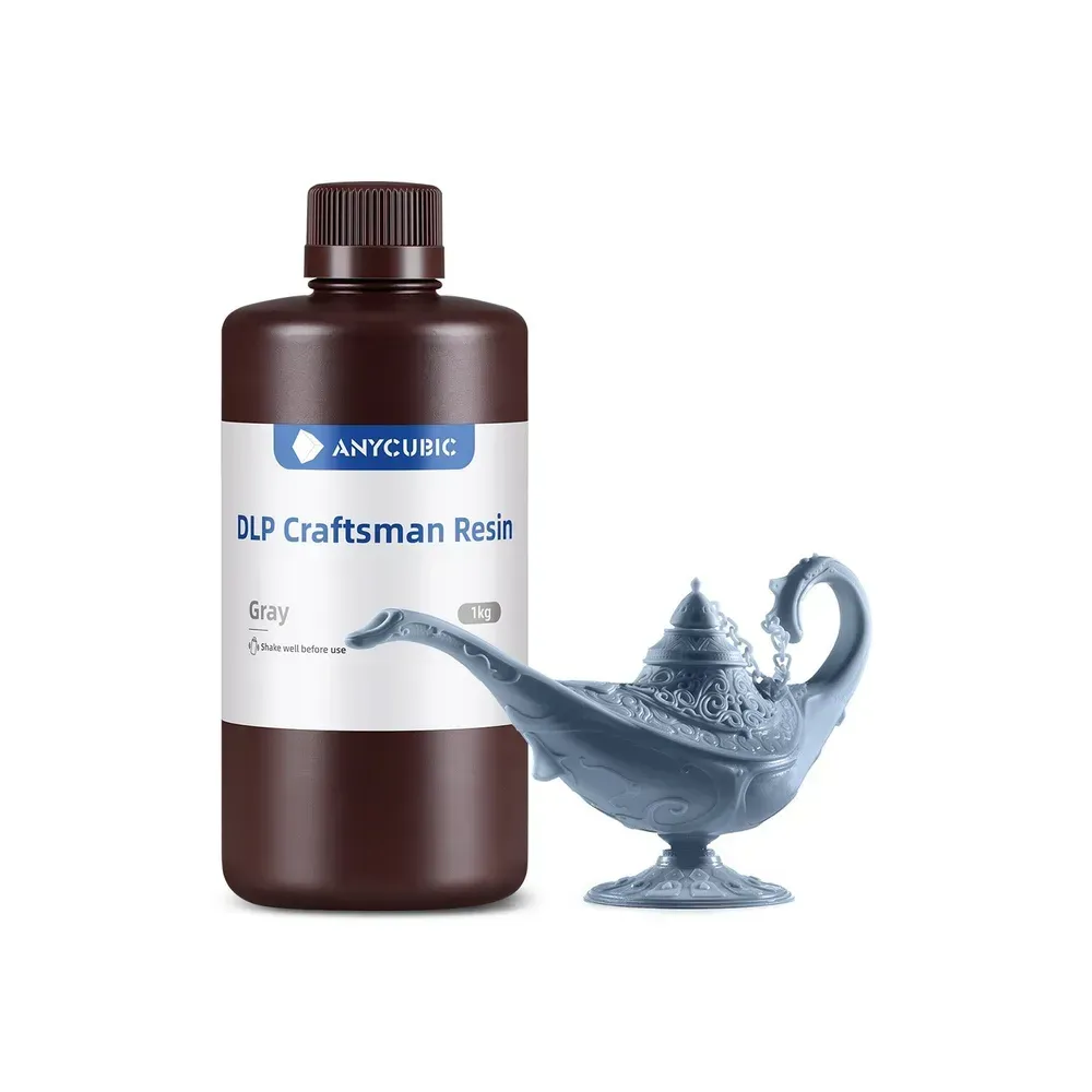Флакон смолы Anycubic DLP Craftsman Resin серого цвета 1 кг и напечатанная из него лампа