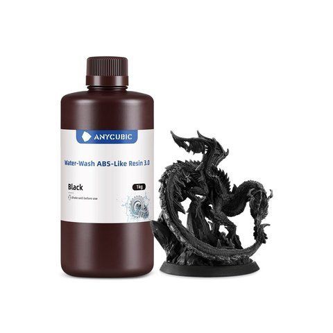 Фотополімерна смола Anycubic Water-Wash ABS-Like Resin 3.0 (чорний, 1 кг) SMWWABS3-BK фото